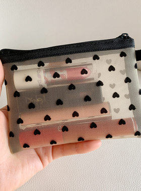 新款黄色网纱植绒化妆包口红气垫内胆包证件包便携随身迷你补妆包