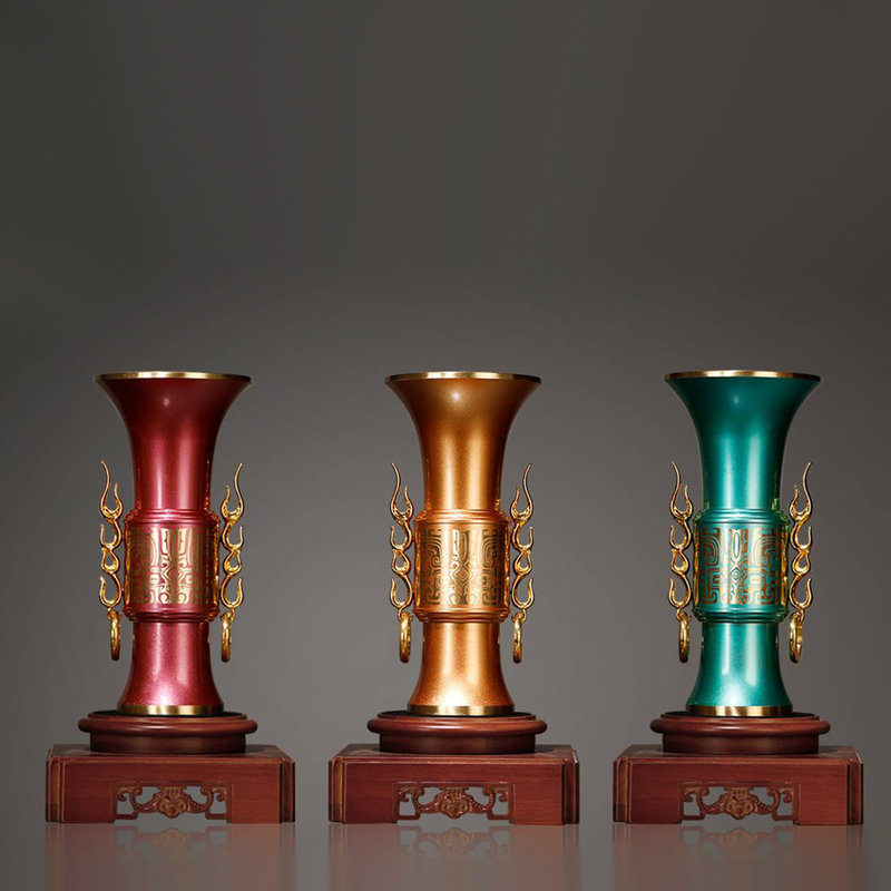 欣欣向荣纯铜工艺品中国尊摆件蒸蒸日上青鼎酒柜装饰办公商务礼品