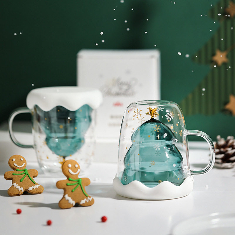 christmas tree gift cup 3d mug mugs glass coffee tea xmax