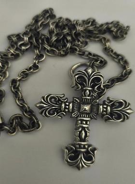 克罗风格复古大十字架纯银吊坠