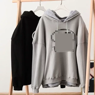 宽松大版 明星同款 连帽内加绒中长卫衣外套裙 女装 高端时尚