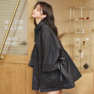 胖mm收腰显瘦连帽外套 大码 2026春季 宽松小众高级设计感风衣女韩版
