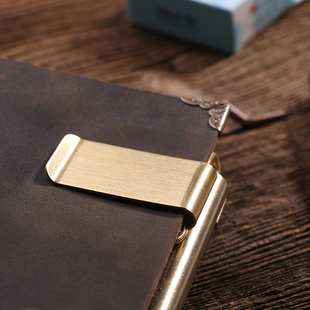 日记本 手账本 商务记事本 手工牛皮本手账 黄铜笔夹 票价