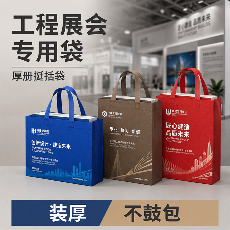 工程展会无纺布手提袋定制环保袋包装宣传定做广告袋子印刷logo