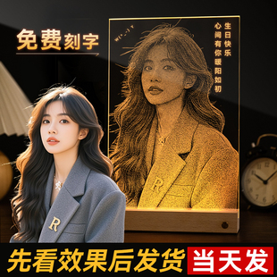 锤子画玻璃画人像照片敲击画非遗琉璃情侣朋友宝宝闺蜜礼物定制