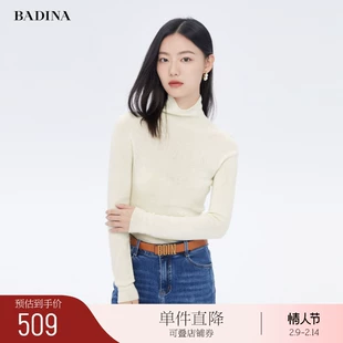 修身 冬季 100羊毛内搭打底上衣女 BADINA芭蒂娜高领纯色针织衫 新款