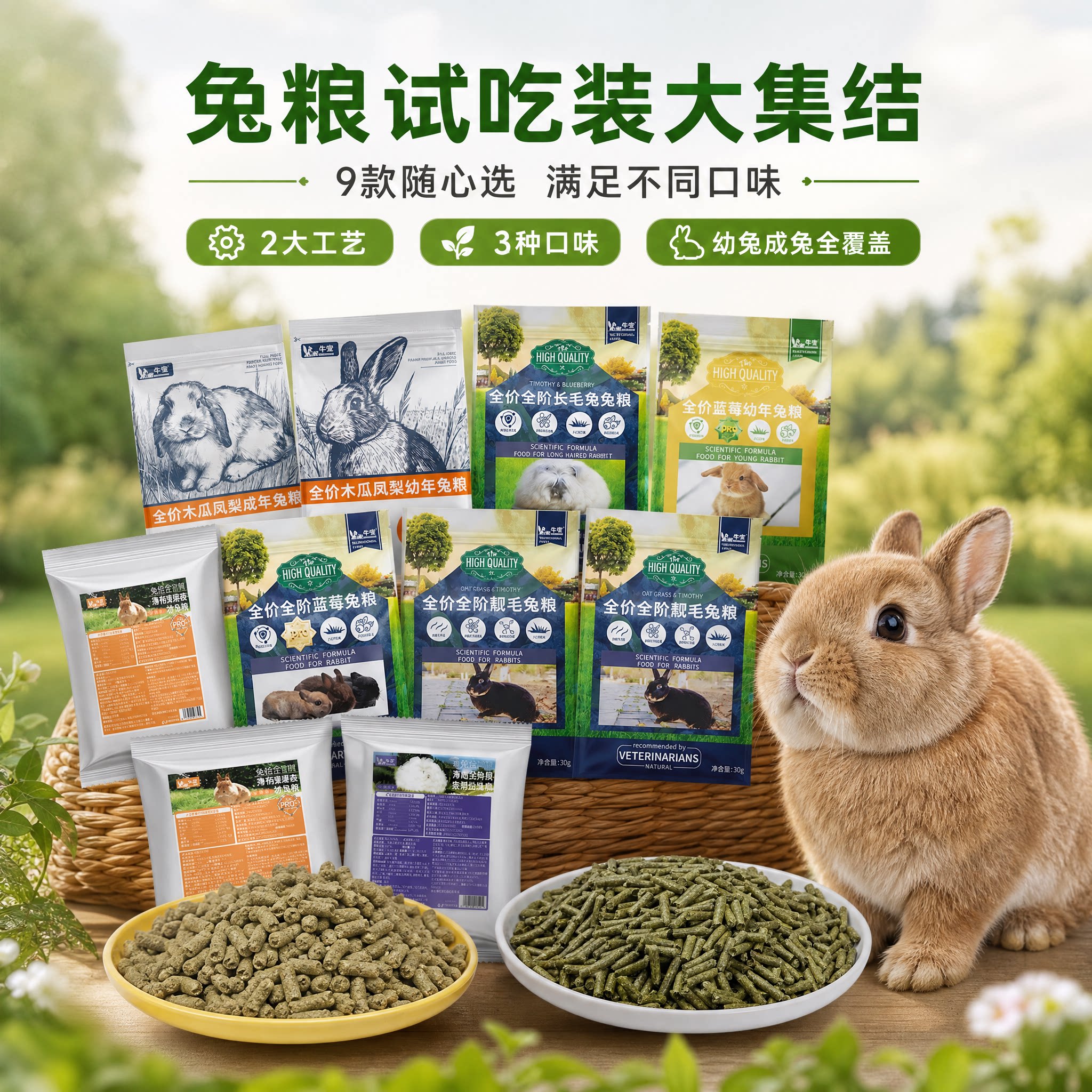 【兔粮试吃装】 牛宠益生菌蓝莓兔粮薄荷兔子饲料木瓜凤梨排毛图片