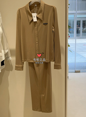 CA451611爱慕·CHUANG25春夏纯棉双面布翻领长袖上衣CA471611长裤