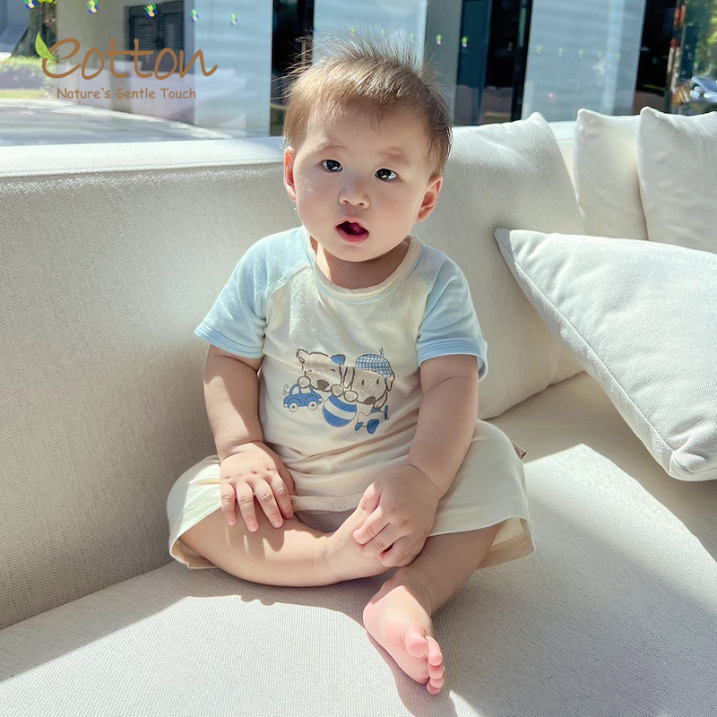 eotton婴儿夏季薄款透气连体衣服