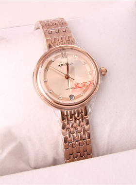 精铁时手表女表学生表时尚简单防水日历石英机芯表6031蓝宝石表镜