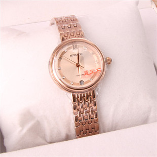 精铁时手表女表学生表时尚简单防水日历石英机芯表6031蓝宝石表镜