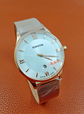 精铁时K6029手表防水简约日历超薄钢网石英机芯男女情侣表蓝宝石