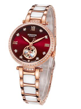 陶瓷款精铁时手表女表全自动机械机芯表镂空镶钻时尚防水7020简单