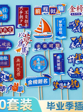 2025毕业季插件乘风破浪未来可期金榜题名插牌帆船摆件蛋糕装饰