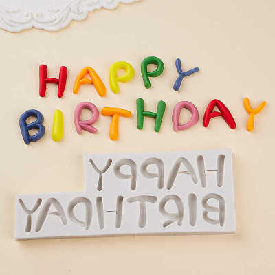 生日快乐happy birthday英文中文字母蛋糕装饰巧克力翻糖硅胶模具