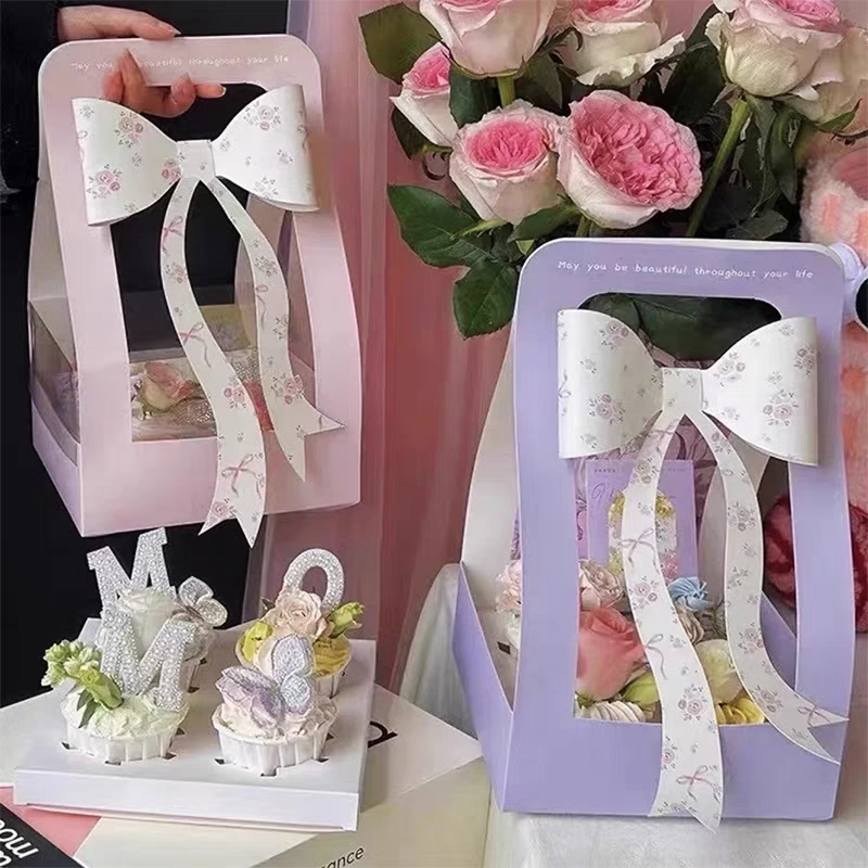 蝴蝶结蛋糕盒手提盒打包盒礼盒母亲节520情人节网红烘焙装饰纸杯