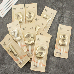 蛋糕烘焙装 饰摆件大号扭曲金色数字蜡烛插件甜品台生日派对插牌