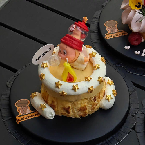 卡通吹泡泡星星人火苗蜡烛儿童生日派对烘焙装扮插件蛋糕装饰摆件