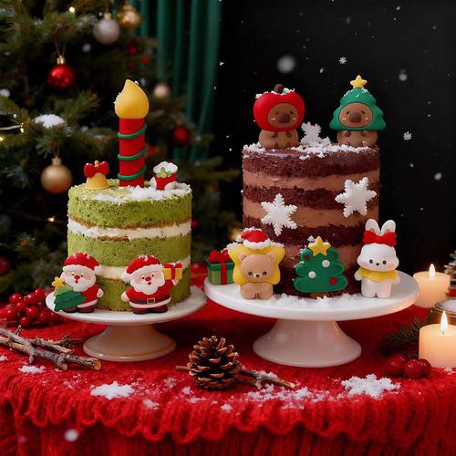 包邮2025网红圣诞节卡皮巴拉星星兔熊圣诞树插件烘焙蛋糕装饰摆件