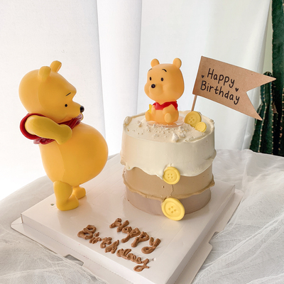 可爱大肚熊蛋糕装饰摆件