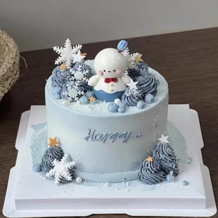 网红恋与深空黎深生日快乐软胶小雪人蛋糕装饰雪人摆件配件