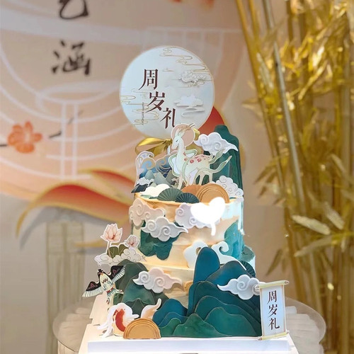 仙鹿中国风蛋糕装饰插件
