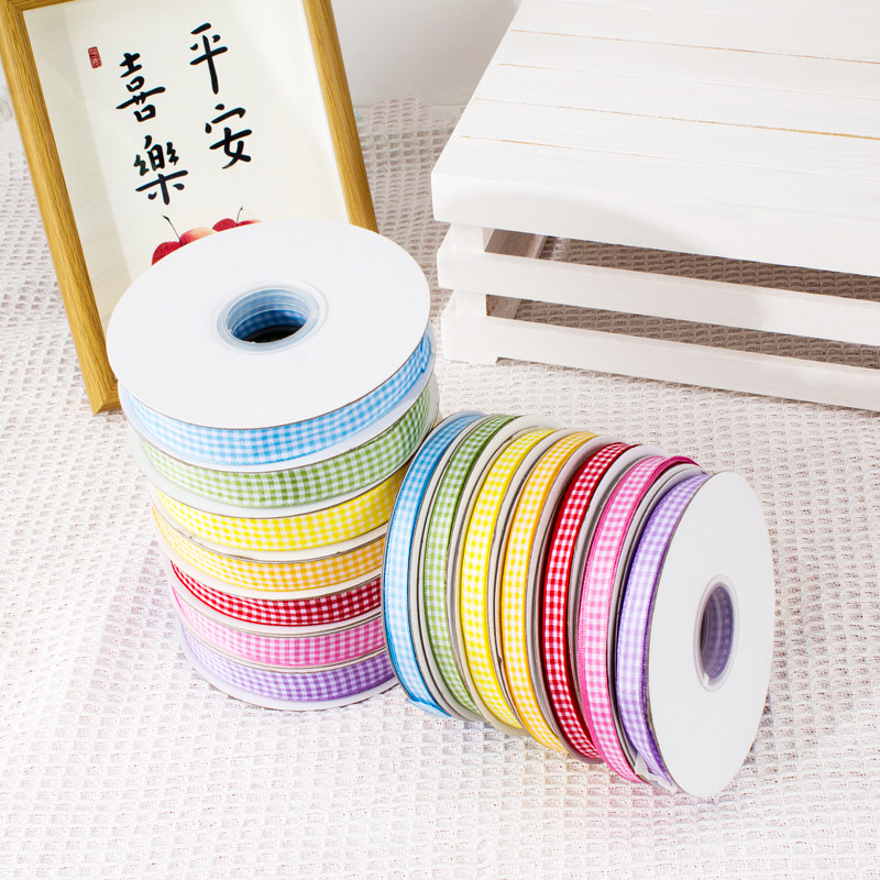 格子丝带马卡龙色绑带