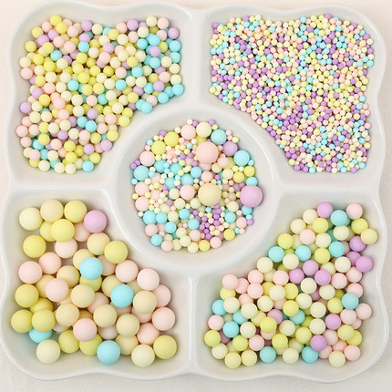 烘焙生日蛋糕装饰糖珠 磨砂哑光马卡龙色系糖珠120g儿童生日糖珠
