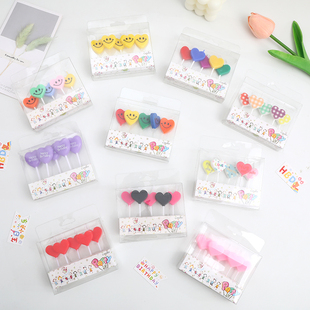 韩国ins风糖果色爱心蜡烛 流行色玫红粉色爱心格子字母马卡龙插件