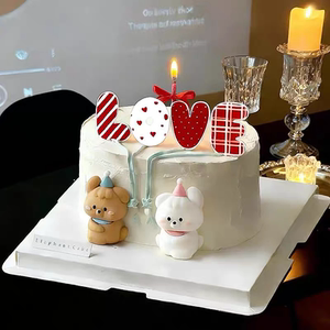 520情人节纪念日蛋糕摆件蛋糕装饰品可爱抱抱修狗亚克力LOVE插件
