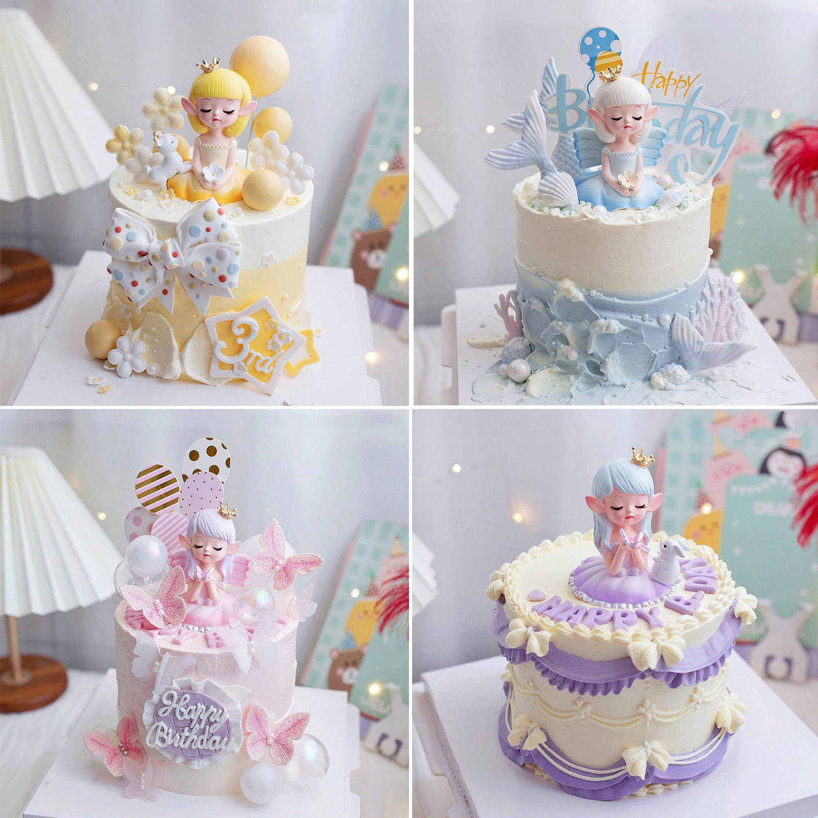 生日蛋糕装饰摆件 小仙女款薇薇安蛋糕装饰摆件树脂女孩甜品台款