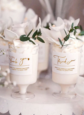 烫金thank you贴纸 森系王子公主生日甜品台装饰答谢布丁瓶慕斯杯