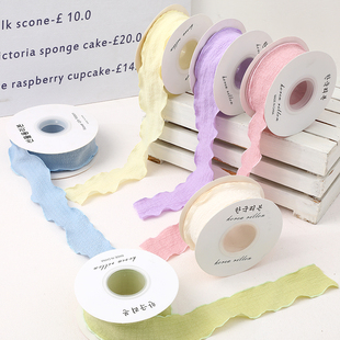 蛋糕装 饰丝带4cm荷叶边褶皱丝带鱼尾纱缎带鲜花布艺丝带2.5cm绑带