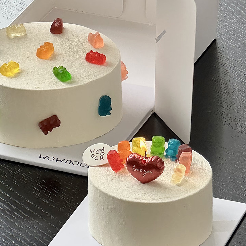 Trolli七彩熊软皮糖儿童节小熊糖生日烘焙彩色果汁糖蛋糕装饰摆件