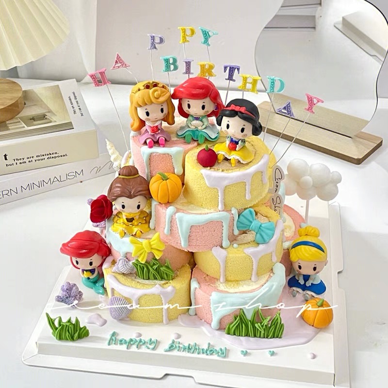 q版小公主6款生日蛋糕可爱肉肉公主坐姿美人鱼公主蛋糕装饰摆件款