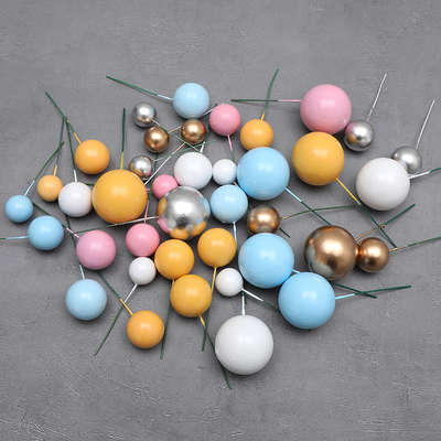 金球银球蛋糕装饰插件 ins风圆形泡沫彩色球生日蛋糕装饰10个装球