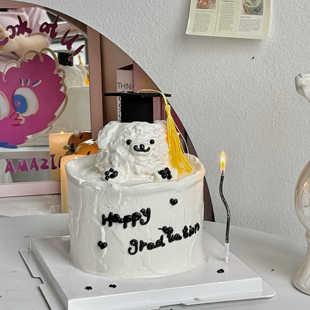 烘焙蛋糕装饰用品网红博士帽小狗毛毡学士帽毕业蛋糕插件装饰