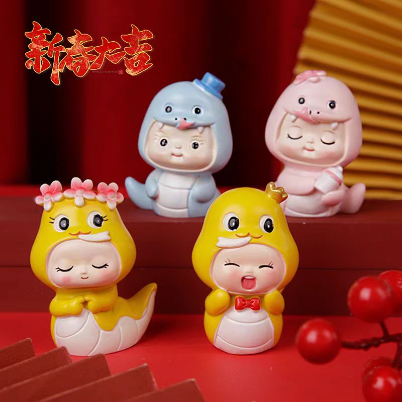 2025树脂蛇宝宝蛋糕装饰摆件新年跨年元旦春节卡通可爱小蛇插件