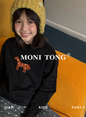 MONI 立体手工绣小马毛衣针织套头衫