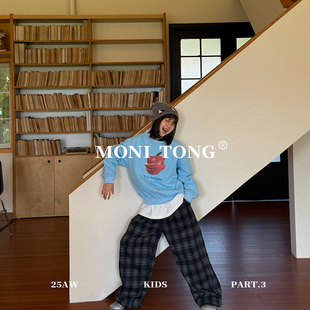 MONI 时髦苹果拉绒卫衣/格子拉绒直筒裤