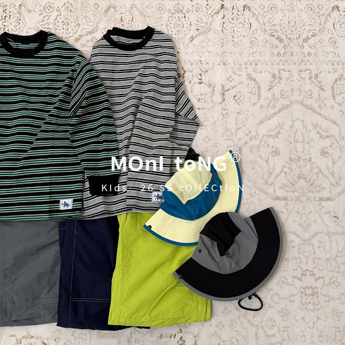 MONI 2色条纹T恤/3色户外机能伞裤 中性款