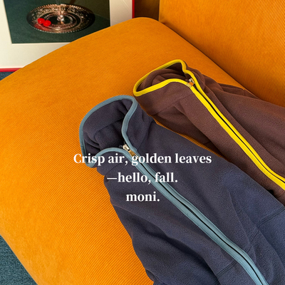 MONI 2色极简撞色包边立领摇粒绒拉链衫绒衫外套