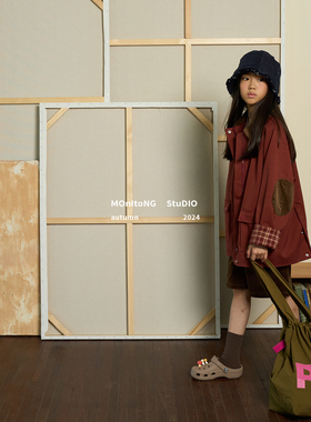 MONITONG 拼接水洗棉翻领外套/条纹贴标T恤/粗条灯芯绒中裤