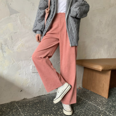 Real shot real price ~ Korean version of loose and versatile slim high waist corduroy tube wide leg pants floor length pants