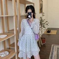 Real price design of Purple Floral twill dress