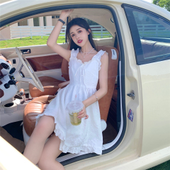 Real price ~ temperament square neck jacquard suspender dress for women