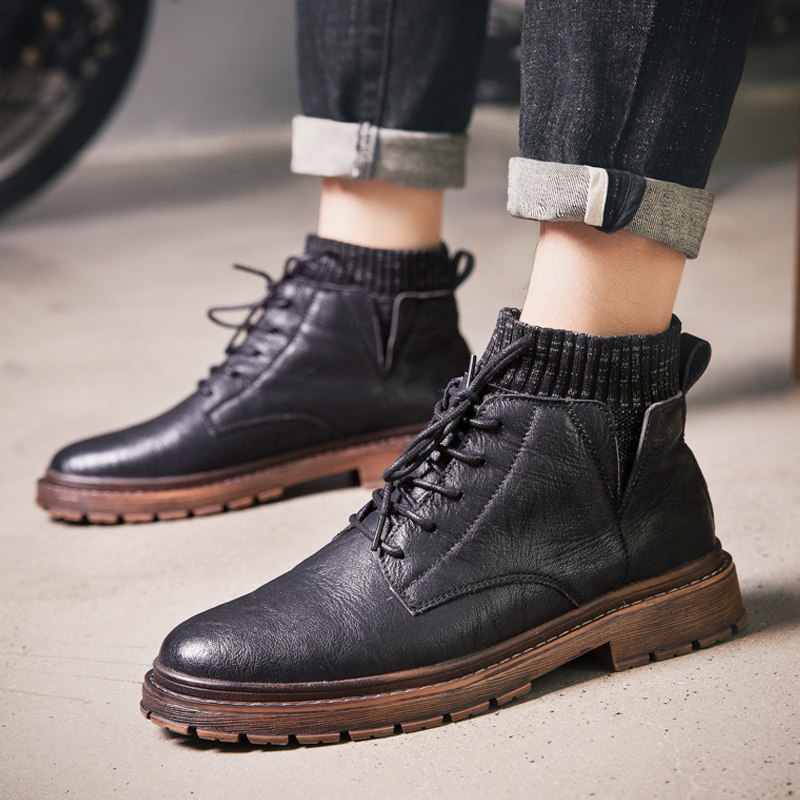 秋季鞋子英伦短靴马丁靴男靴子男士工装冬靴军靴高帮皮靴休闲皮鞋在类目 流行男鞋, 靴子中 - 来自Buy2taobao.com提供专业的淘宝代购服务