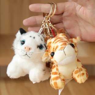 仿真老虎钥匙扣熊猫包包雪豹挂件长颈鹿毛绒玩具小兔挂饰儿童礼物