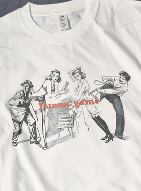 美式复古80年代复古百老汇剧场SHOW男女短袖T恤恶搞搞笑艺术短袖