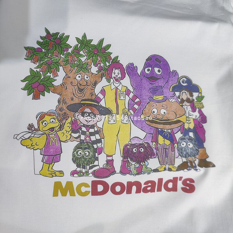 80S美式复古可爱卡通麦当劳印花情侣夏装男女圆领短袖T恤TSHIRT男